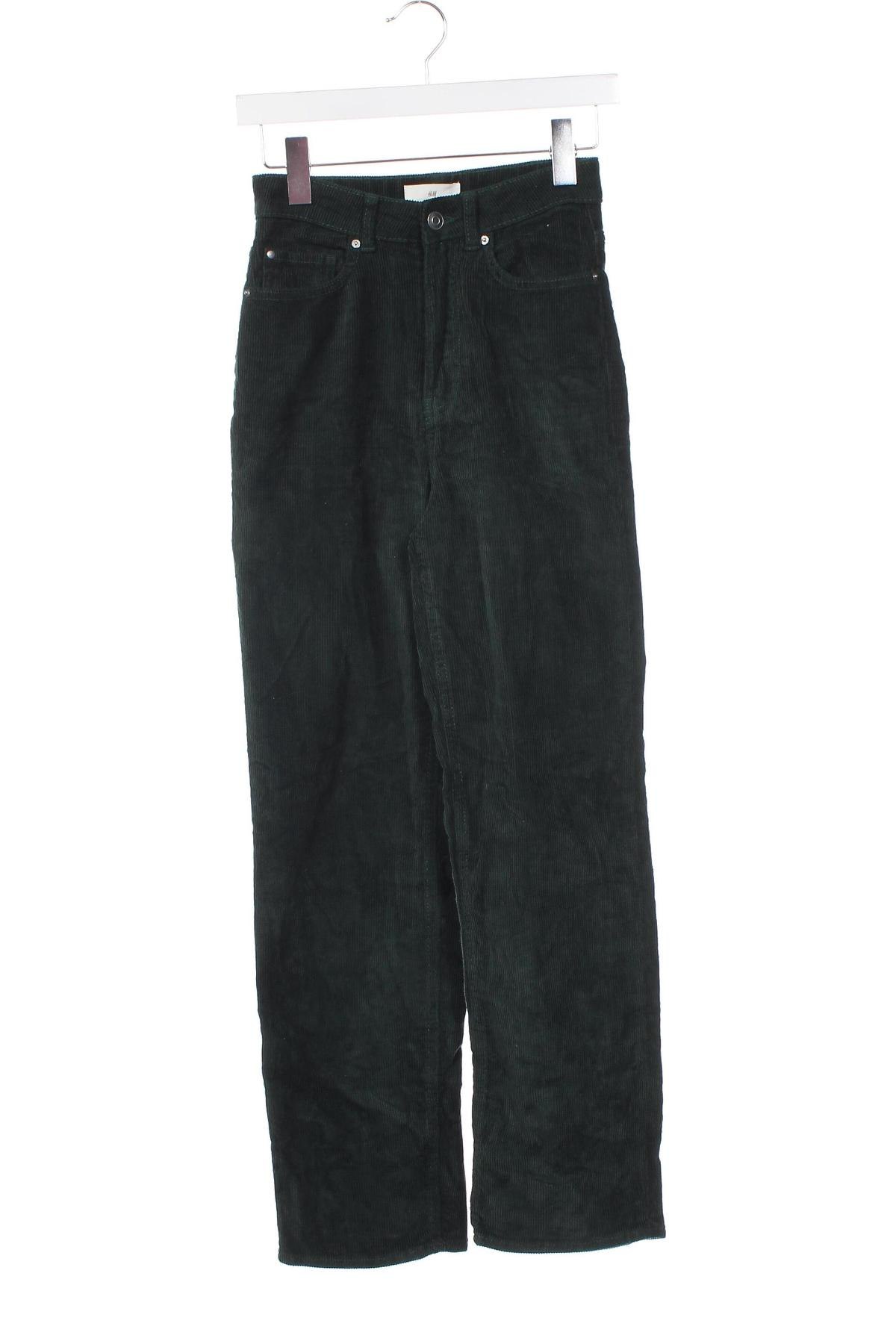 Γυναικείο κοτλέ παντελόνι H&M, Μέγεθος XS, Χρώμα Πράσινο, Τιμή 4,66 €