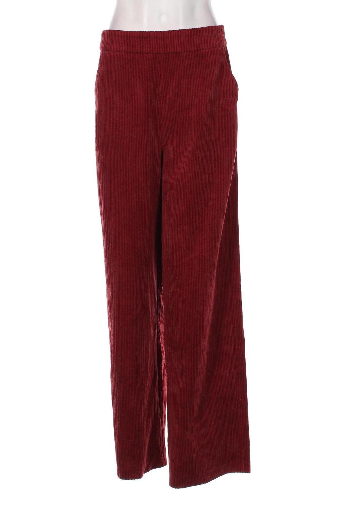 Pantaloni de velvet de femei Stradivarius, Mărime M, Culoare Roșu, Preț 31,48 Lei