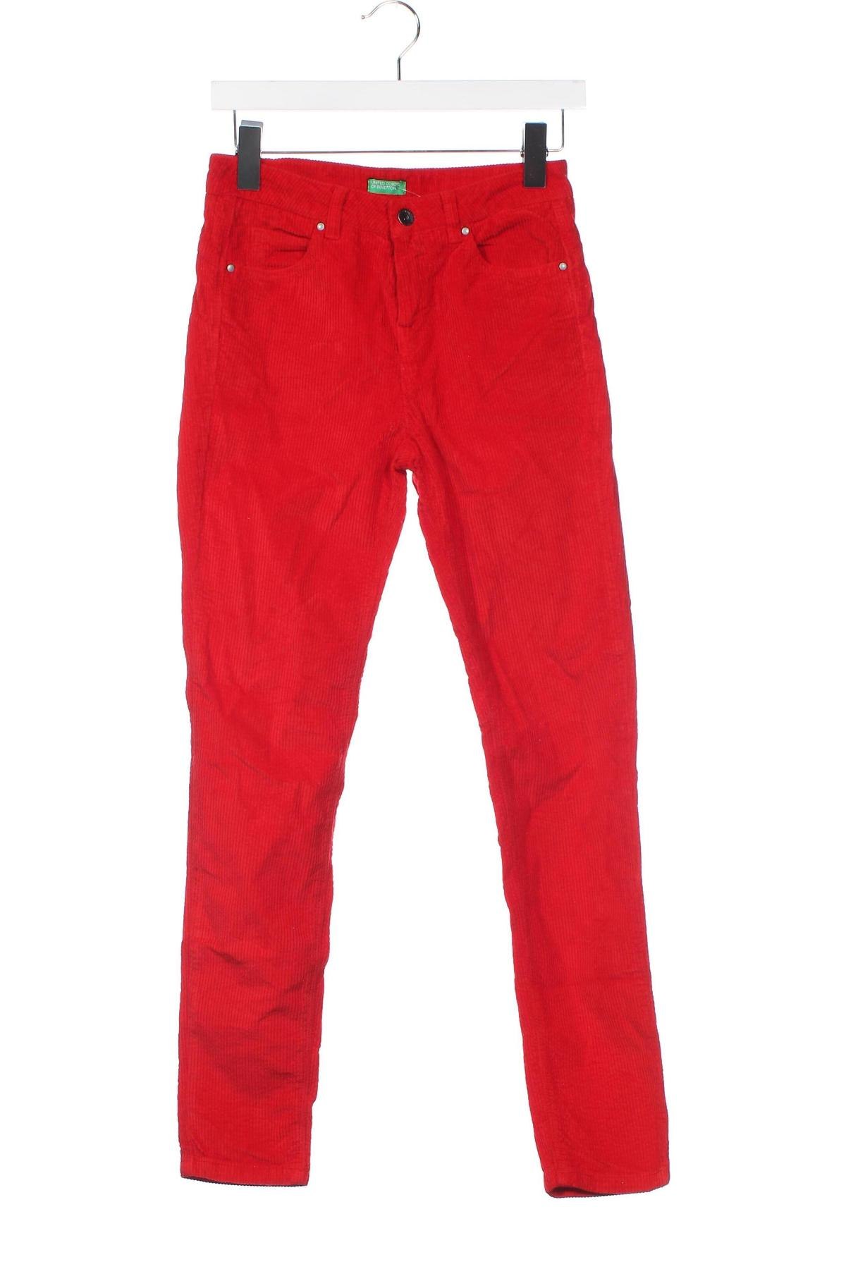 Γυναικείο κοτλέ παντελόνι United Colors Of Benetton, Μέγεθος XS, Χρώμα Κόκκινο, Τιμή 11,32 €