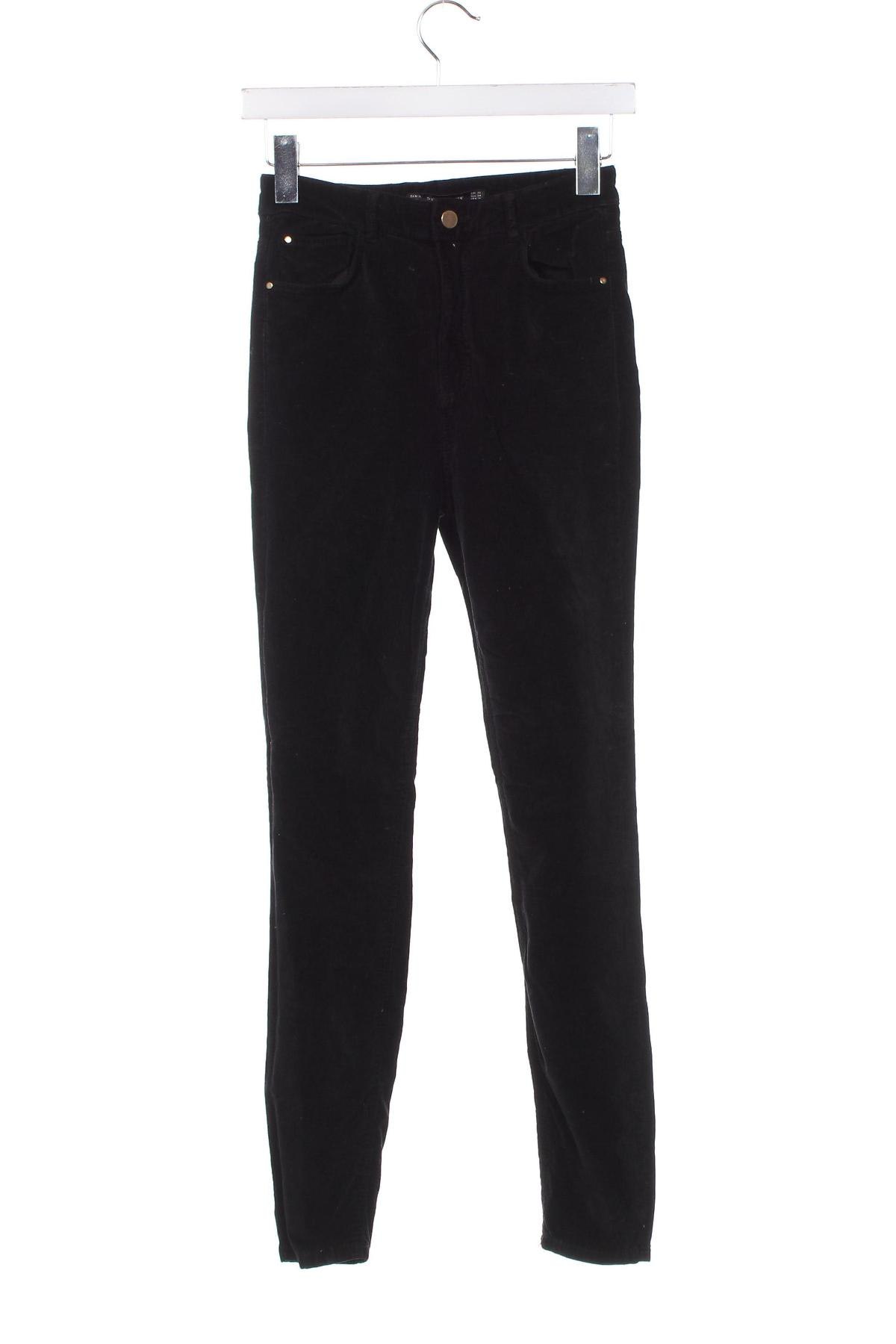 Pantaloni de velvet de femei Zara Trafaluc, Mărime S, Culoare Negru, Preț 88,82 Lei