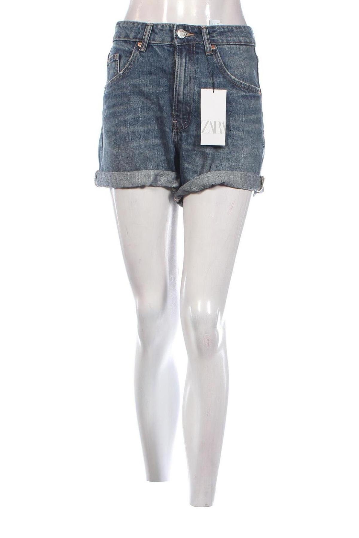 Pantaloni scurți de femei Zara, Mărime S, Culoare Albastru, Preț 89,77 Lei