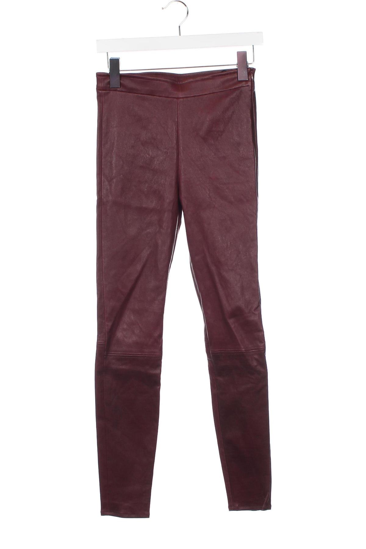 Pantaloni de piele pentru damă Massimo Dutti, Mărime XS, Culoare Roșu, Preț 825,28 Lei