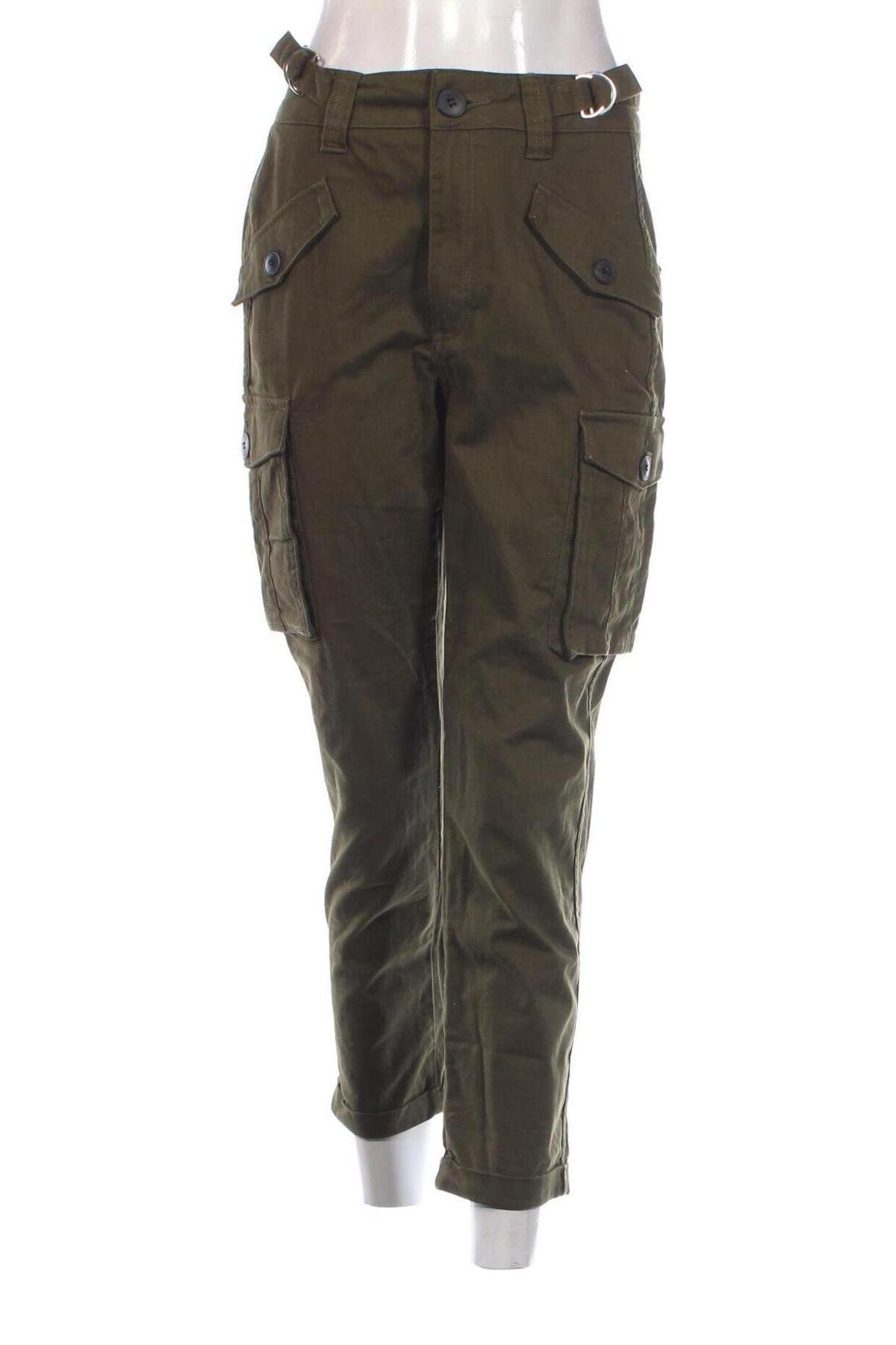 Дамски панталон Bershka, Размер M, Цвят Зелен, Цена 17,60 лв.