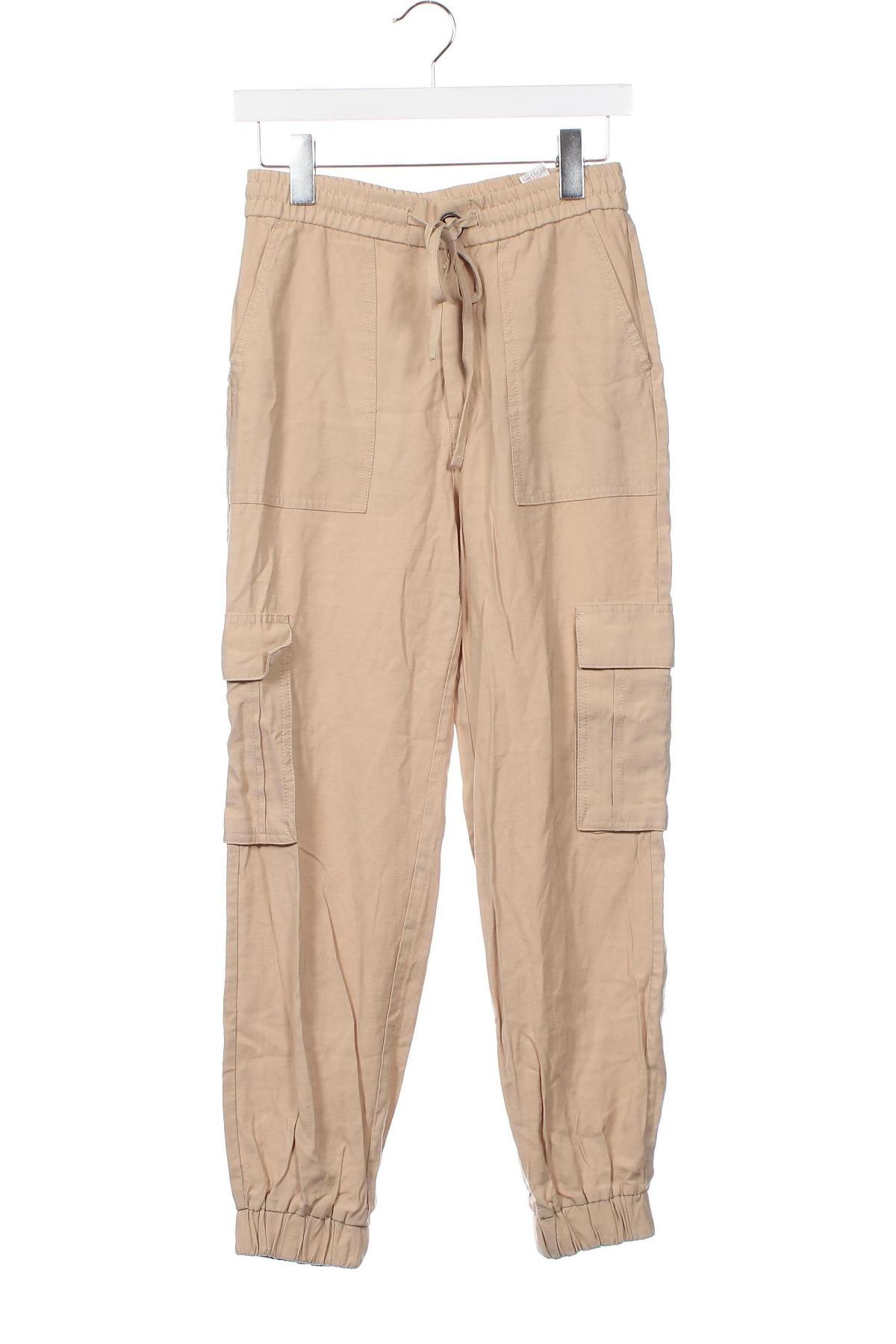 Дамски панталон Zara, Размер XS, Цвят Бежов, Цена 29,43 лв.
