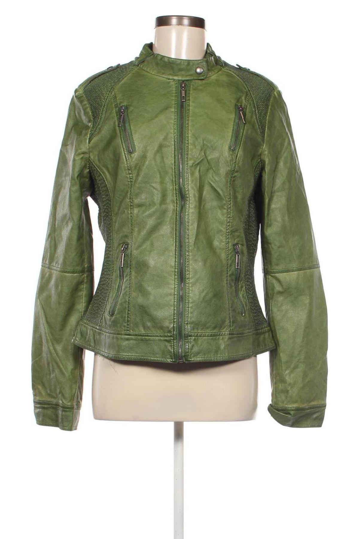 Дамско кожено яке, Размер XXL, Цвят Зелен, Цена 46,55 лв.