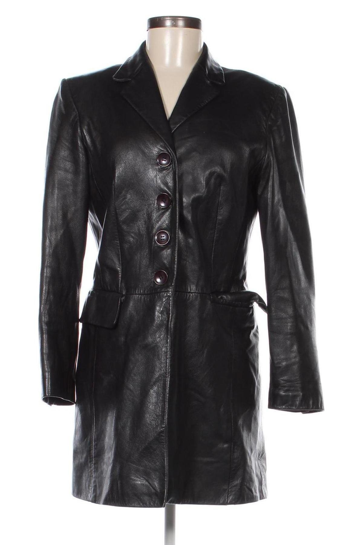 Дамско кожено яке, Размер M, Цвят Черен, Цена 69,55 лв.