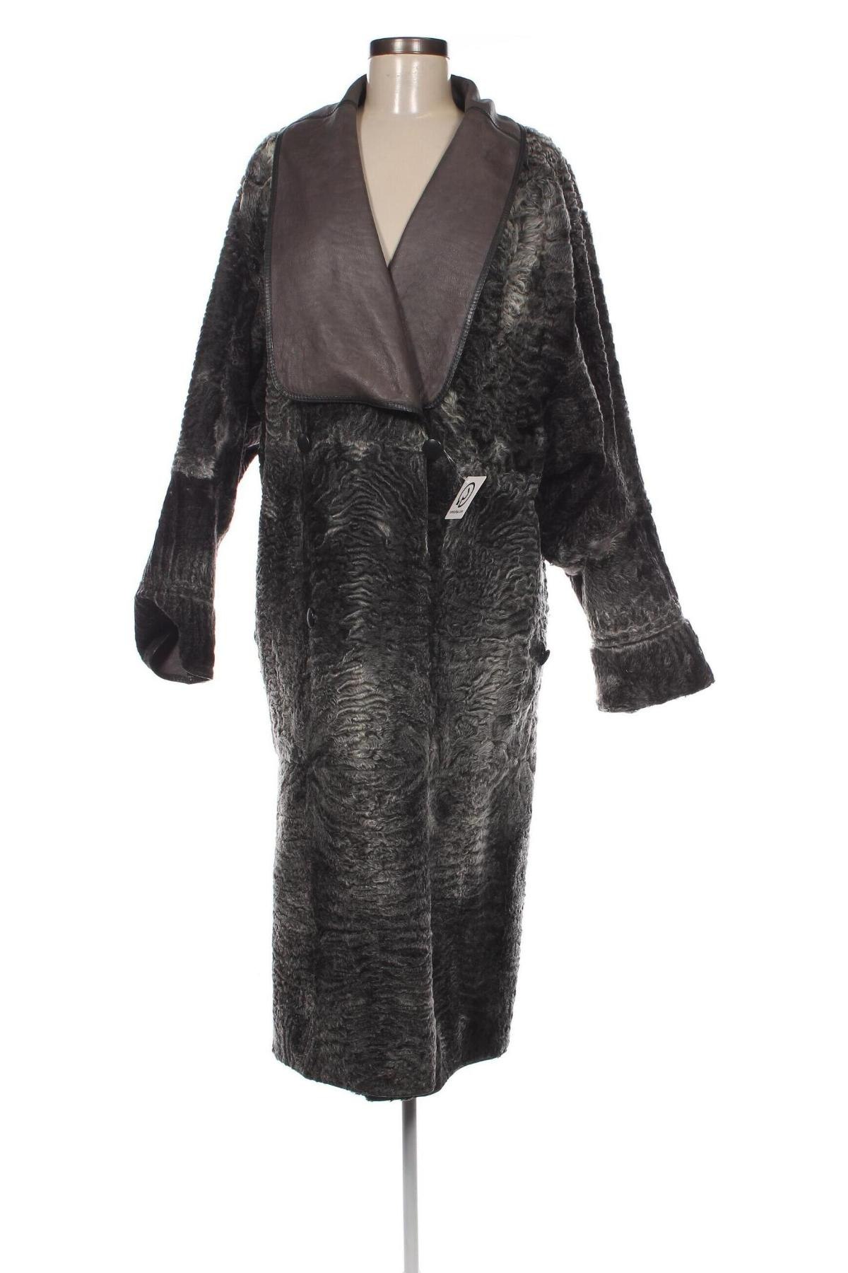 Δερμάτινο γυναικείο παλτό, Μέγεθος L, Χρώμα Γκρί, Τιμή 63,28 €
