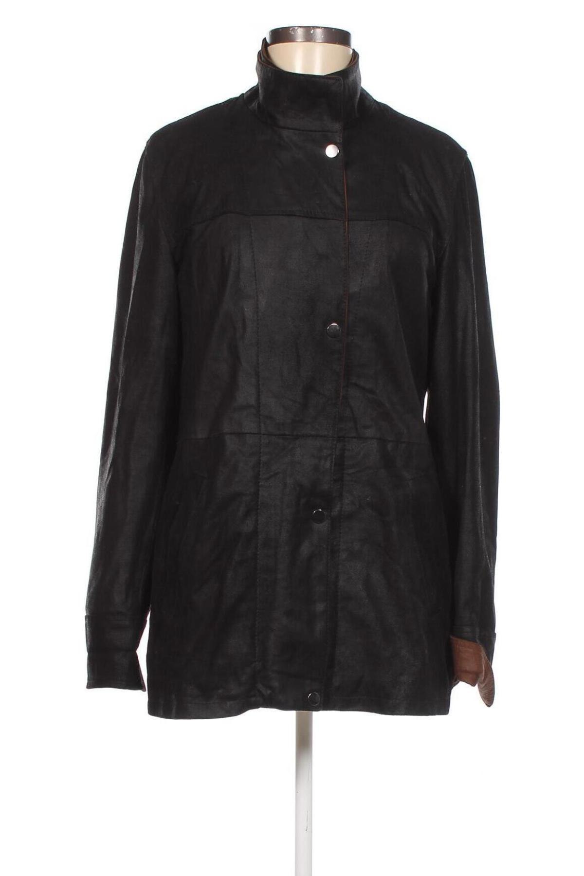 Γυναικείο δερμάτινο μπουφάν Made In Italy, Μέγεθος L, Χρώμα Μαύρο, Τιμή 43,02 €