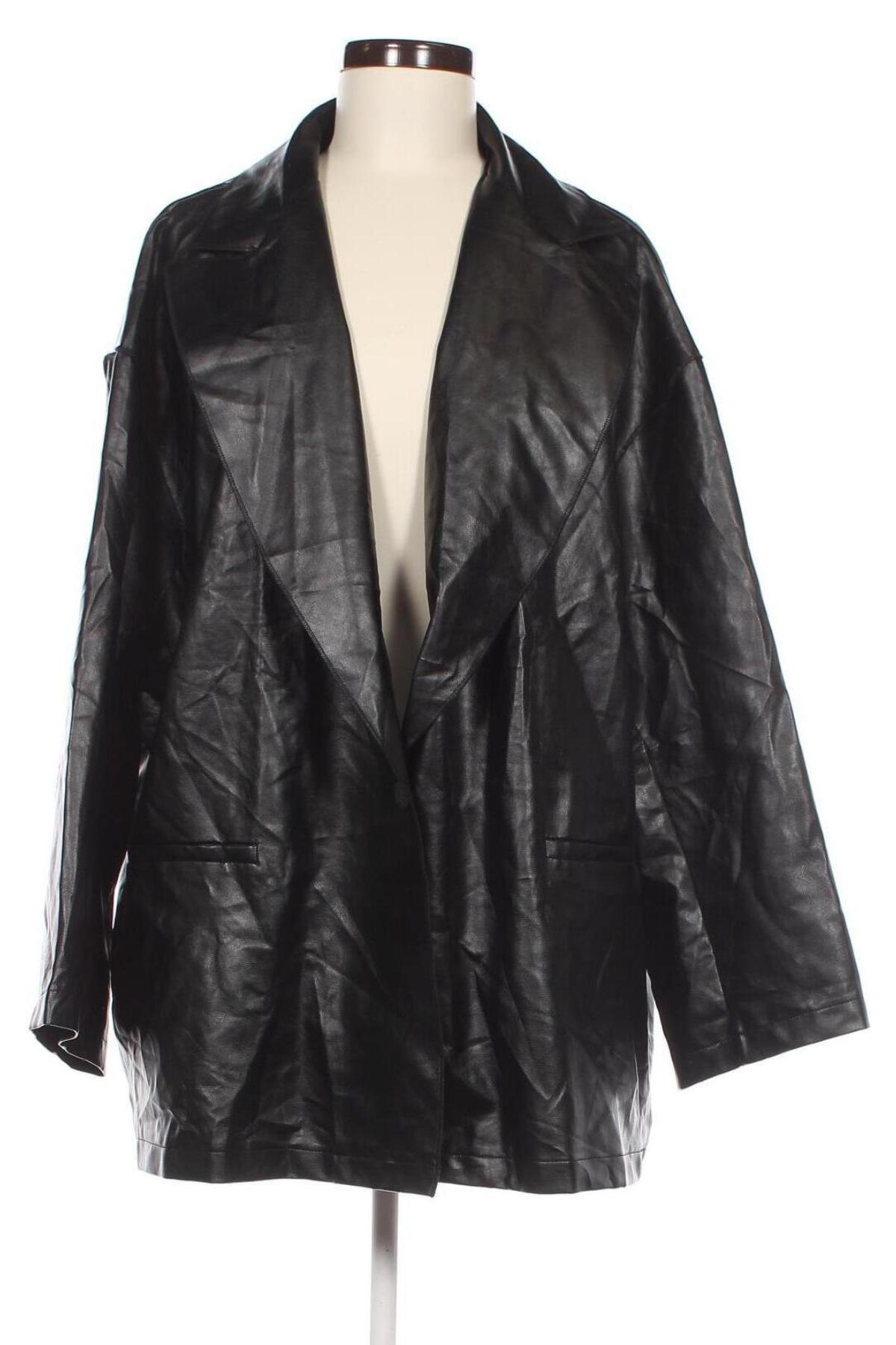 Дамско кожено яке SHEIN, Размер M, Цвят Черен, Цена 34,30 лв.