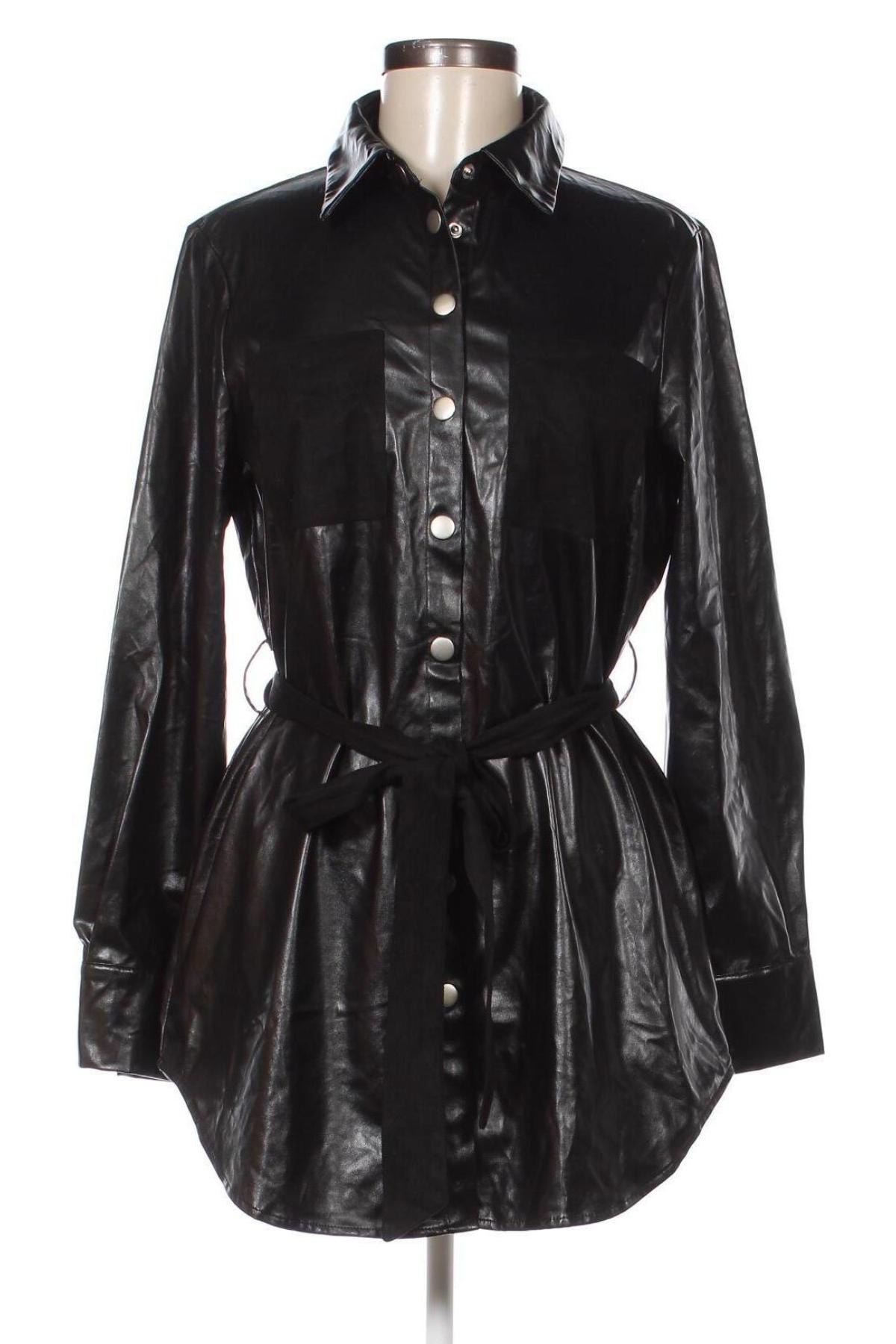 Γυναικείο δερμάτινο μπουφάν SHEIN, Μέγεθος M, Χρώμα Μαύρο, Τιμή 21,22 €