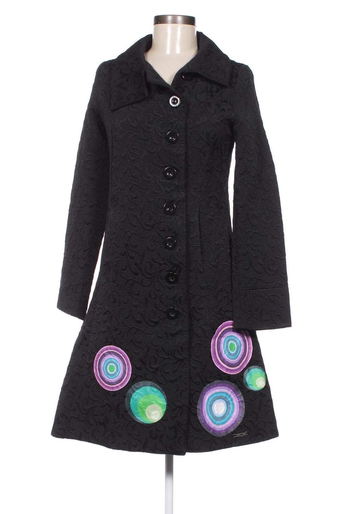 Дамско палто Desigual, Размер M, Цвят Черен, Цена 65,70 лв.