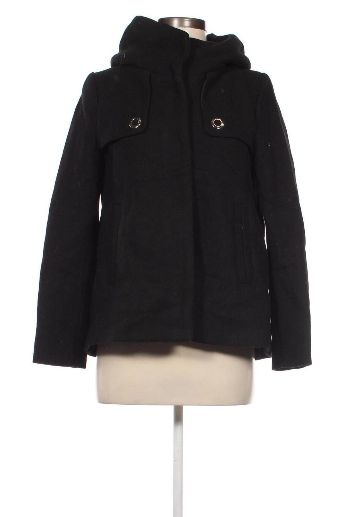 Дамско палто Zara, Размер M, Цвят Черен, Цена 40,12 лв.