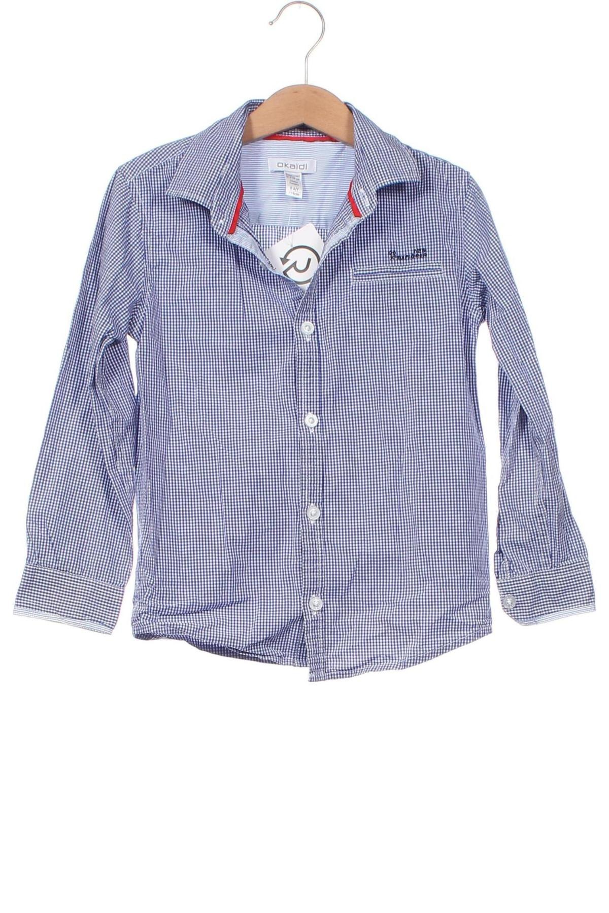 Παιδικό πουκάμισο Okaidi, Μέγεθος 4-5y/ 110-116 εκ., Χρώμα Μπλέ, Τιμή 3,34 €