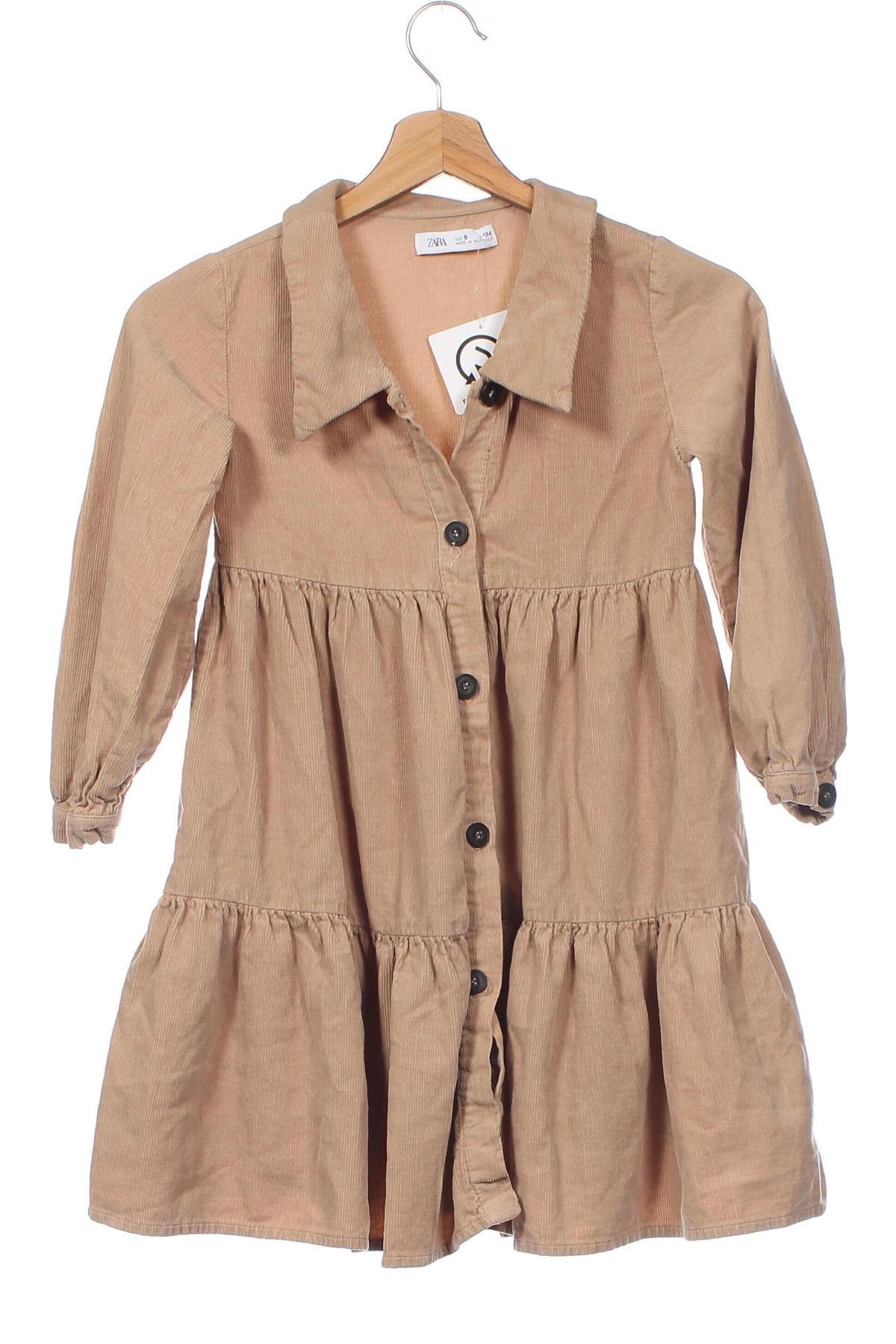 Kinderkleid Zara, Größe 8-9y/ 134-140 cm, Farbe Beige, Preis 10,80 €