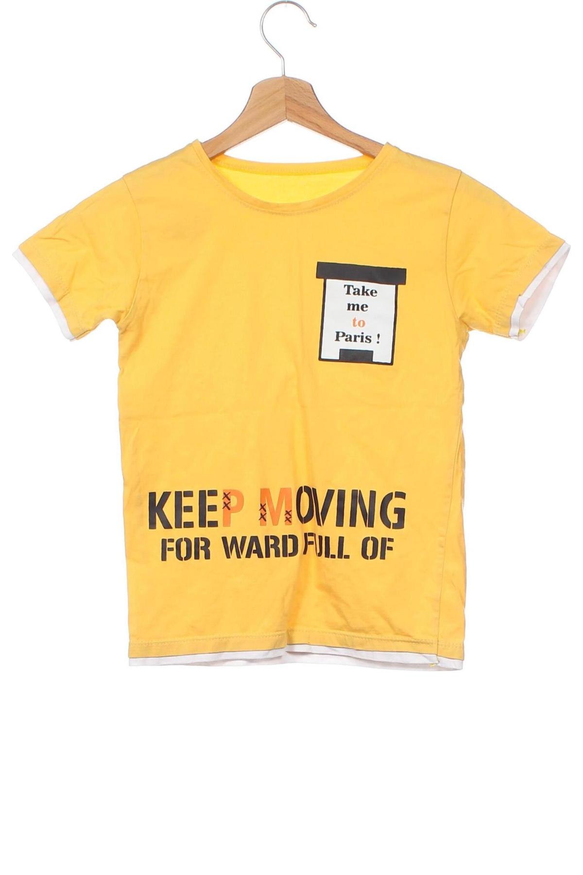 Детска тениска, Размер 7-8y/ 128-134 см, Цвят Жълт, Цена 6,84 лв.