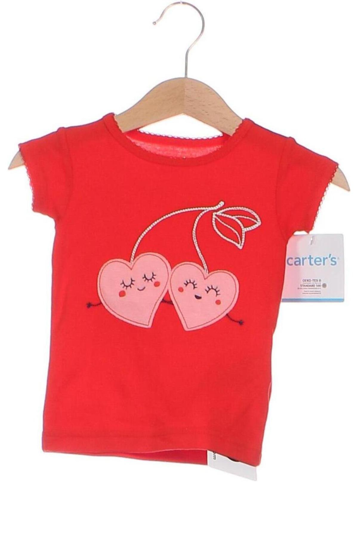 Dziecięcy T-shirt Carter's, Rozmiar 6-9m/ 68-74 cm, Kolor Czerwony, Cena 40,09 zł