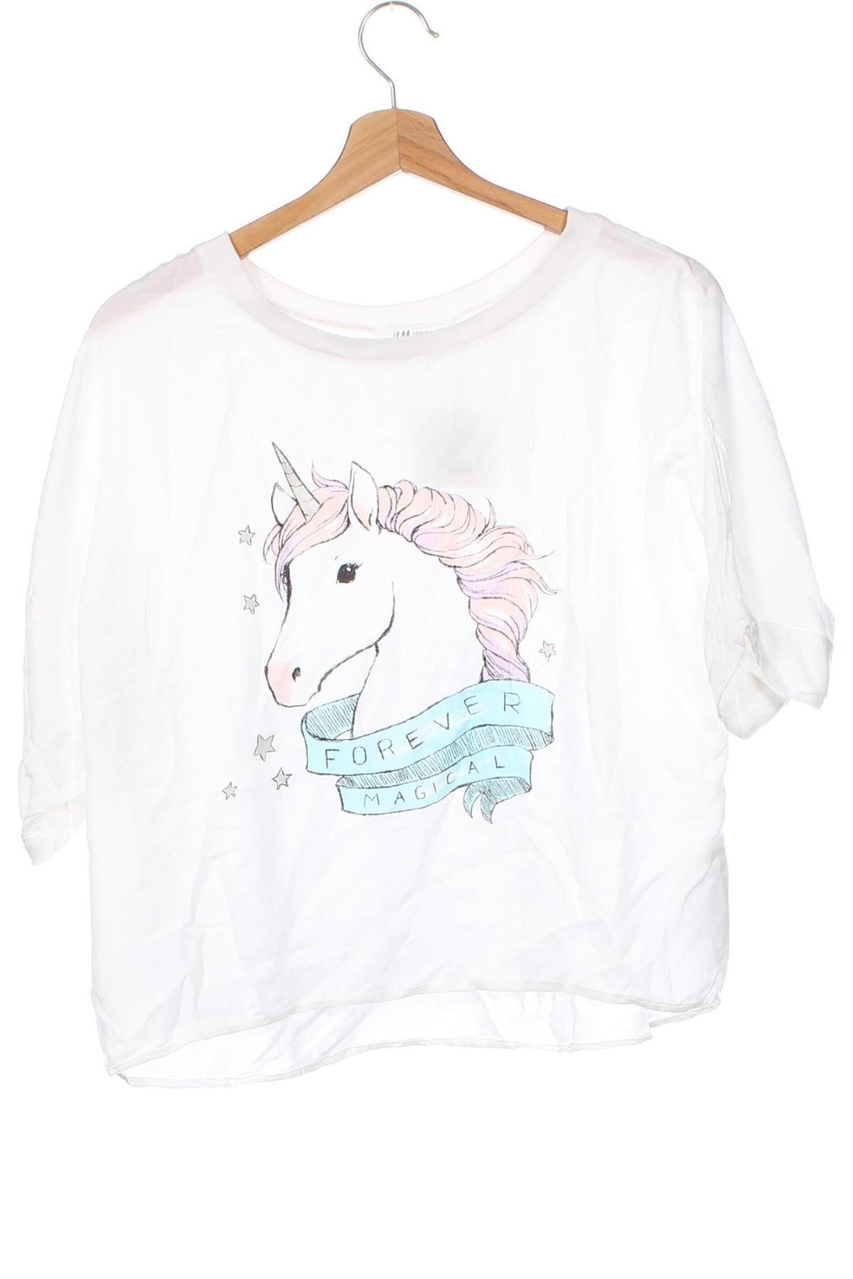 Kinder T-Shirt H&M, Größe 14-15y/ 168-170 cm, Farbe Weiß, Preis 3,61 €