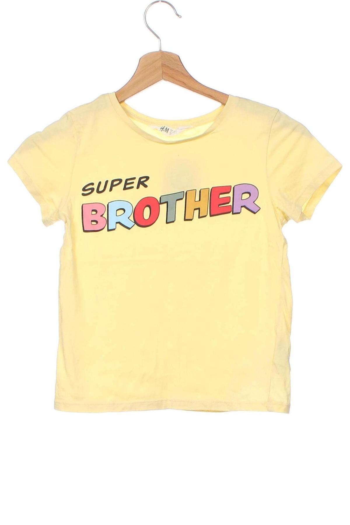 Детска тениска H&M, Размер 6-7y/ 122-128 см, Цвят Жълт, Цена 6,84 лв.