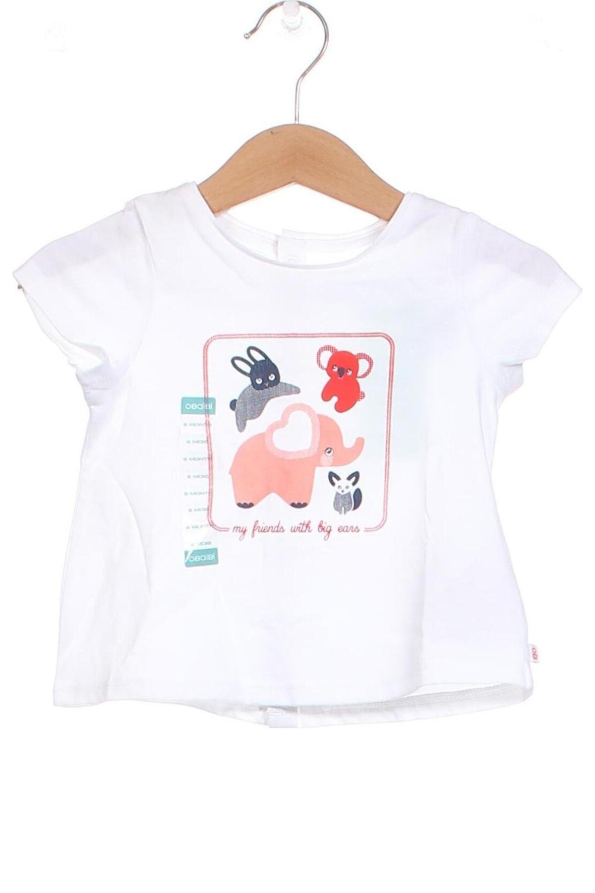 Dziecięcy T-shirt Obaibi, Rozmiar 3-6m/ 62-68 cm, Kolor Biały, Cena 17,06 zł