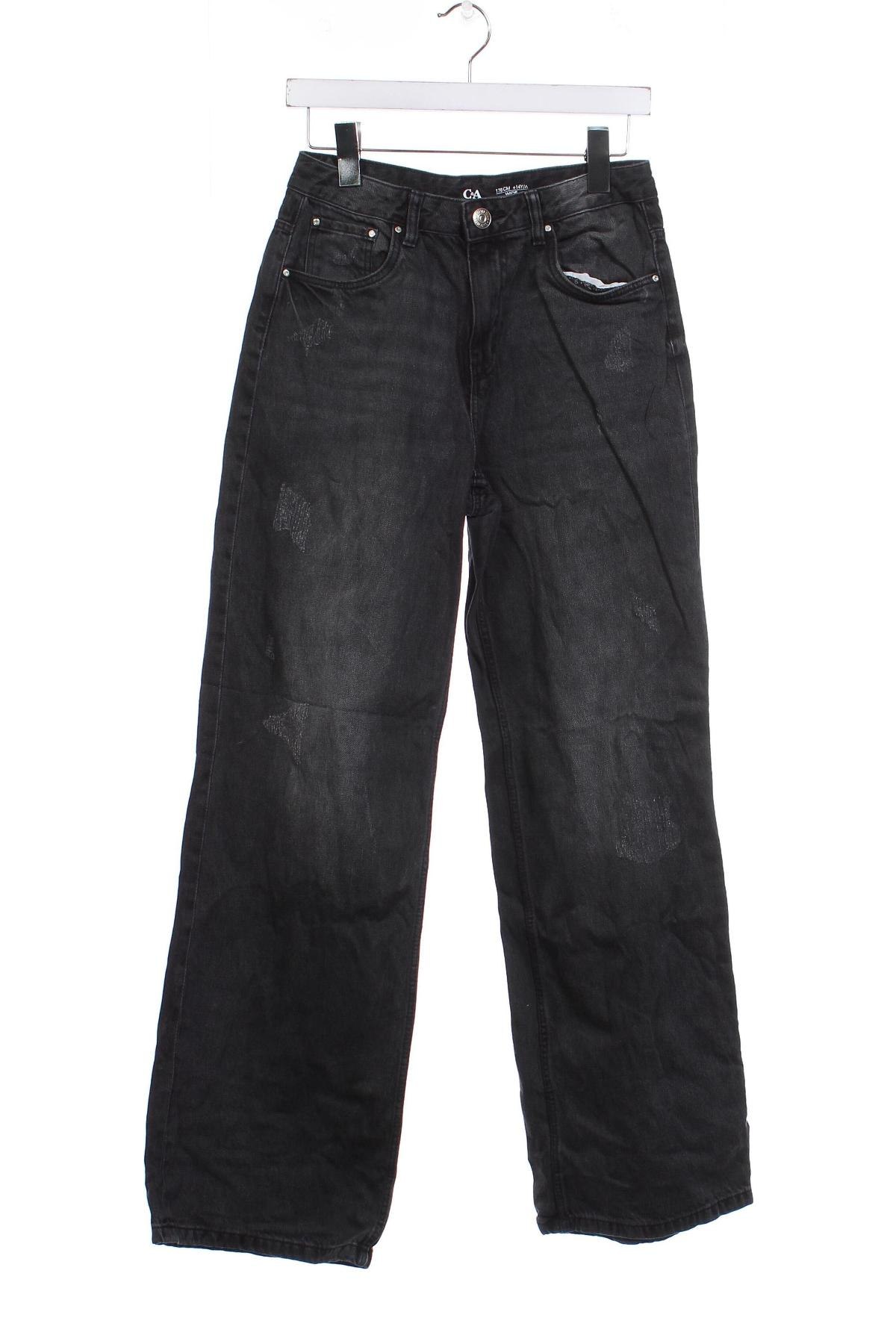 Dziecięce jeansy C&A, Rozmiar 15-18y/ 170-176 cm, Kolor Szary, Cena 30,71 zł