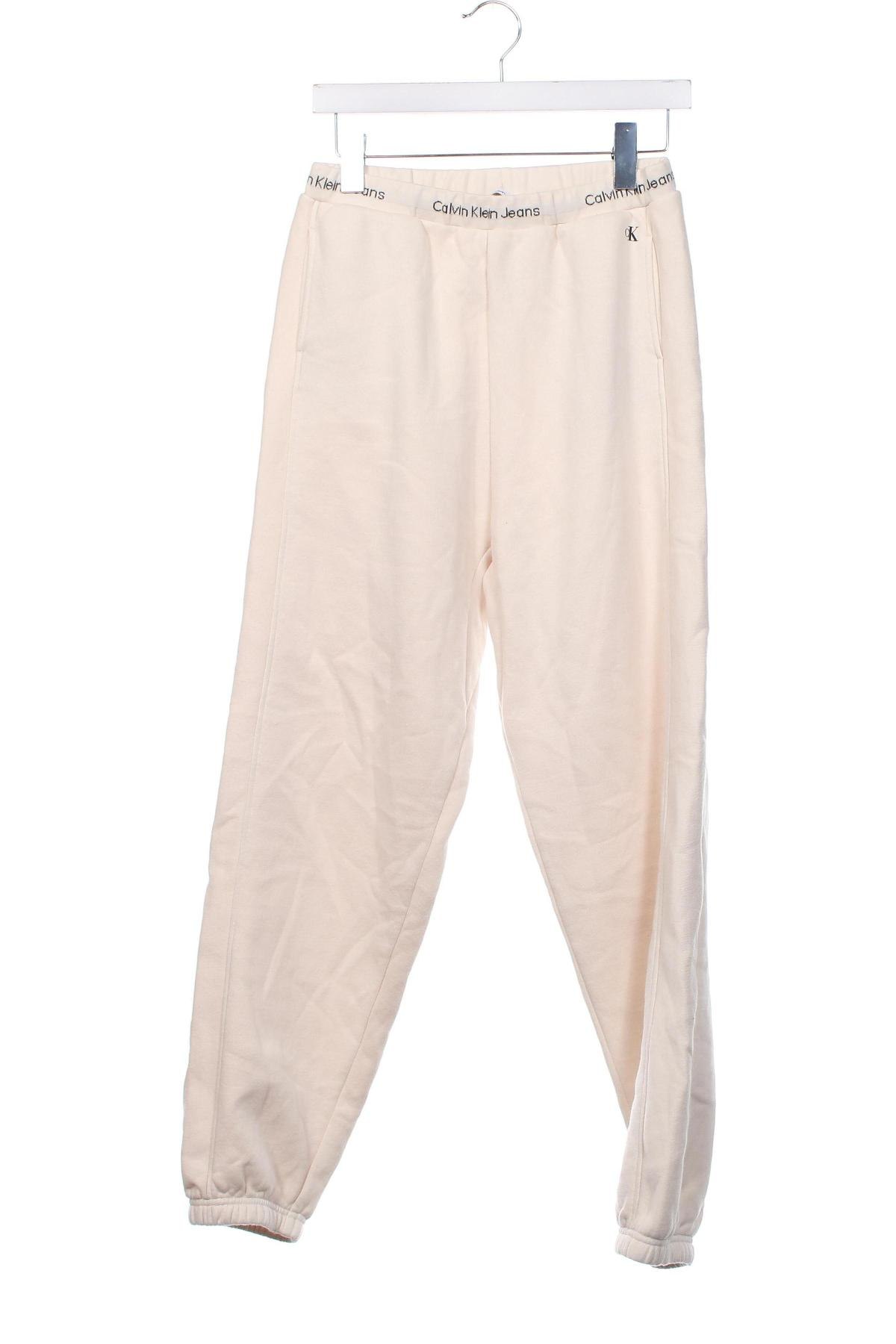 Dziecięce spodnie sportowe Calvin Klein Jeans, Rozmiar 15-18y/ 170-176 cm, Kolor ecru, Cena 129,54 zł