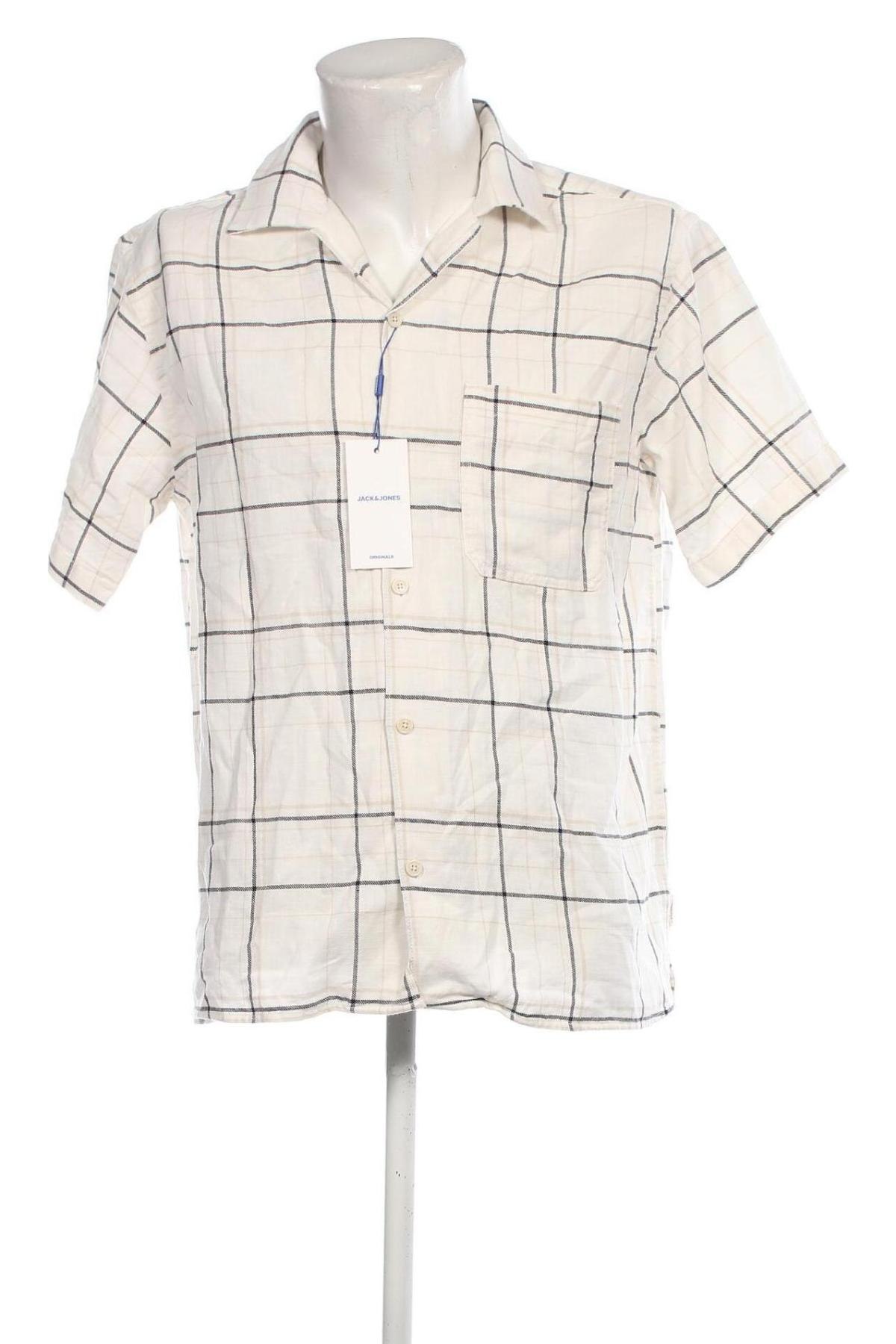 Ανδρικό πουκάμισο Originals By Jack & Jones, Μέγεθος L, Χρώμα Εκρού, Τιμή 22,62 €