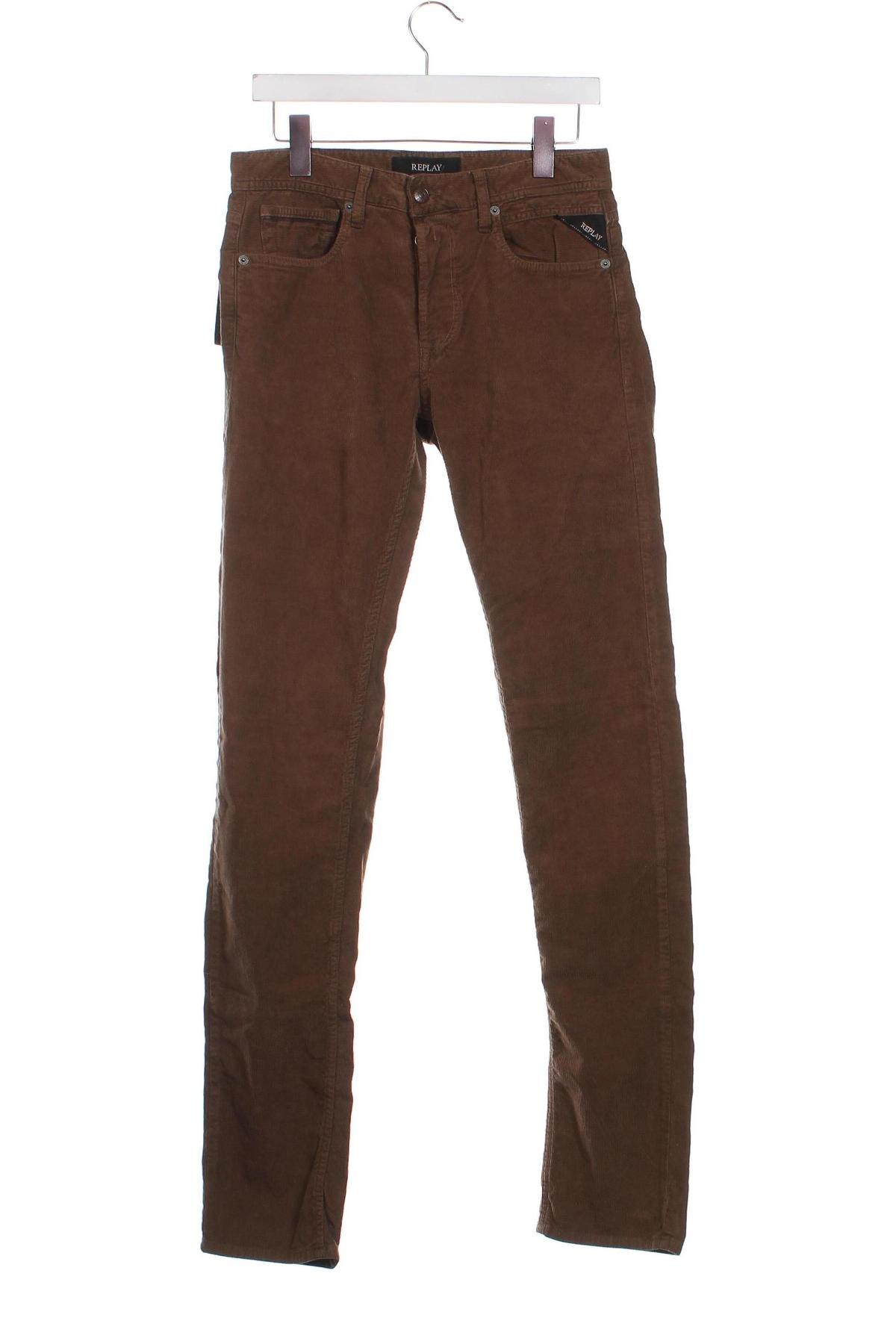 Pantaloni raiați de bărbați Replay, Mărime S, Culoare Maro, Preț 268,42 Lei