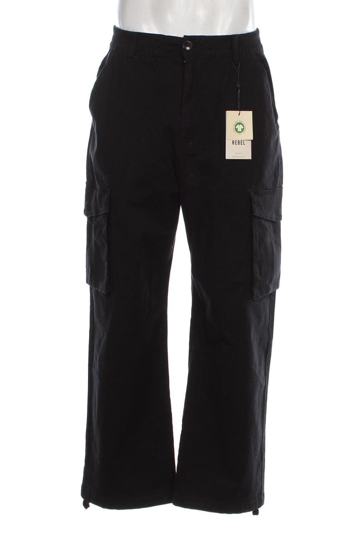 Ανδρικό παντελόνι Rebel, Μέγεθος L, Χρώμα Μαύρο, Τιμή 18,73 €