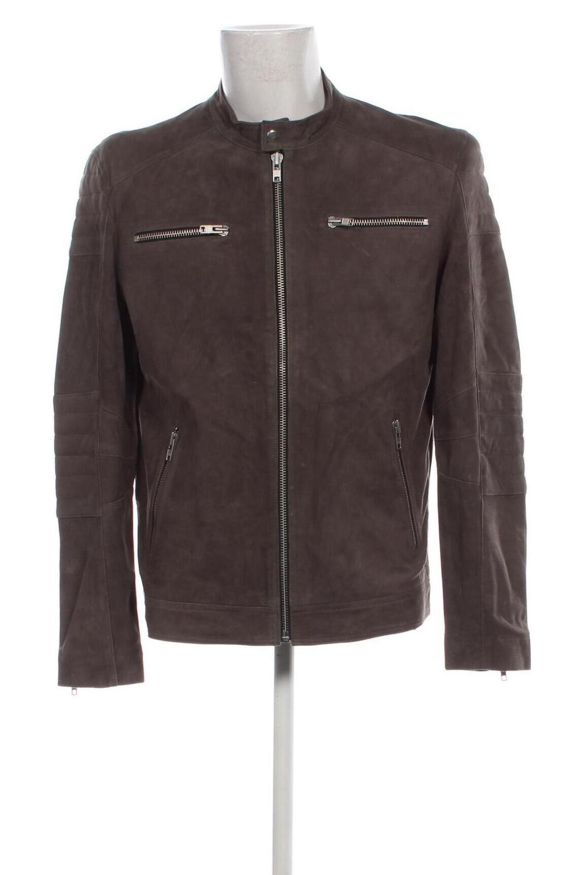 Herren Lederjacke Core By Jack & Jones, Größe L, Farbe Grau, Preis 160,82 €