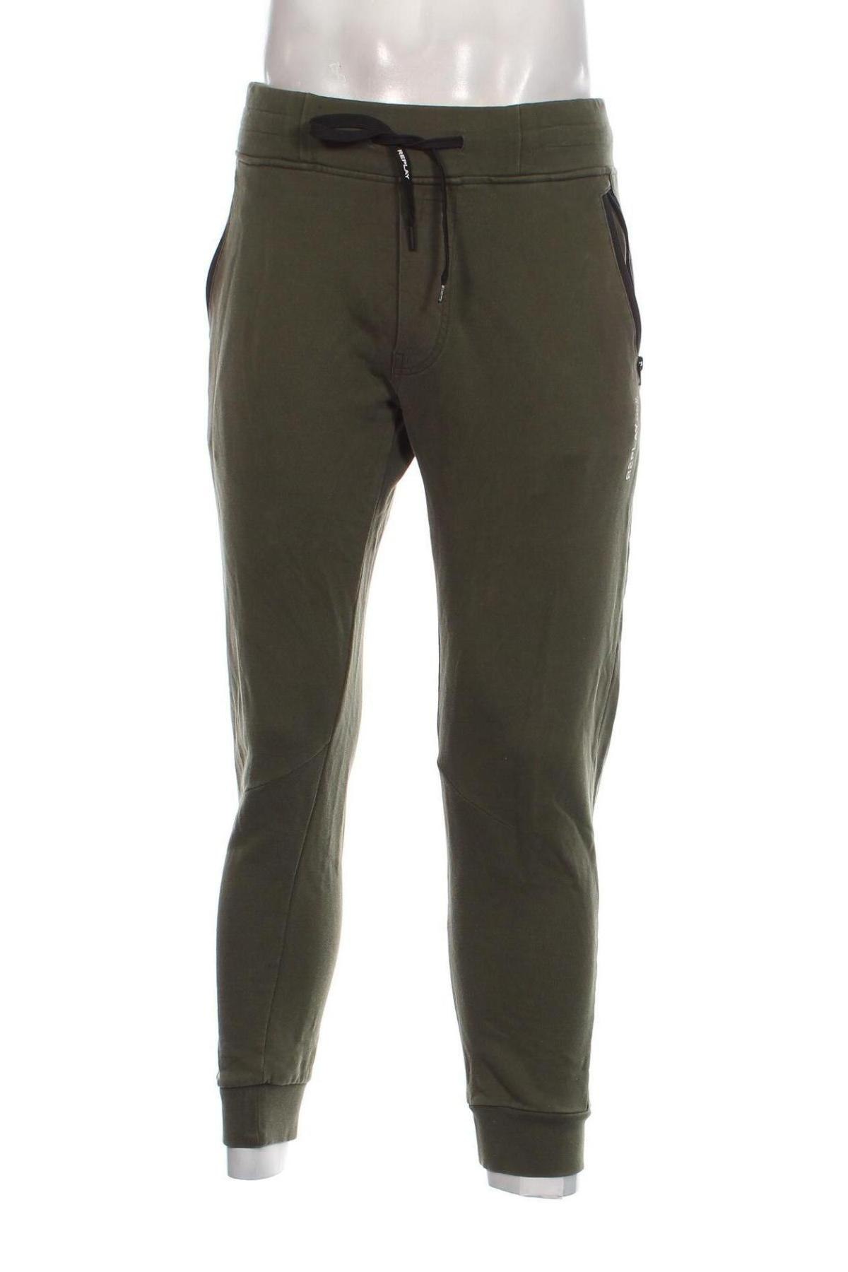 Pantaloni trening de bărbați Replay, Mărime M, Culoare Verde, Preț 384,87 Lei