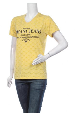 Дамска тениска Armani Jeans, Размер L, Цвят Жълт, 50% памук, 50% полиестер, Цена 27,97 лв.