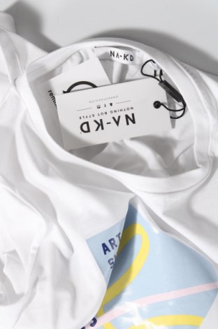 Γυναικείο t-shirt NA-KD, Μέγεθος XXS, Χρώμα Λευκό, Βαμβάκι, Τιμή 10,10 €