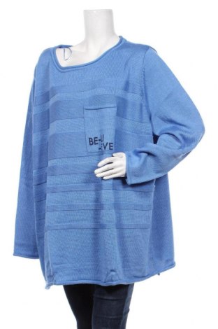 Дамски пуловер Sheego, Размер 5XL, Цвят Син, 50% памук, 50% акрил, Цена 76,50 лв.