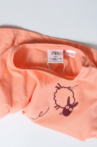 Детска тениска Zara, Размер 6-9m/ 68-74 см, Цвят Оранжев, Памук, Цена 5,22 лв.