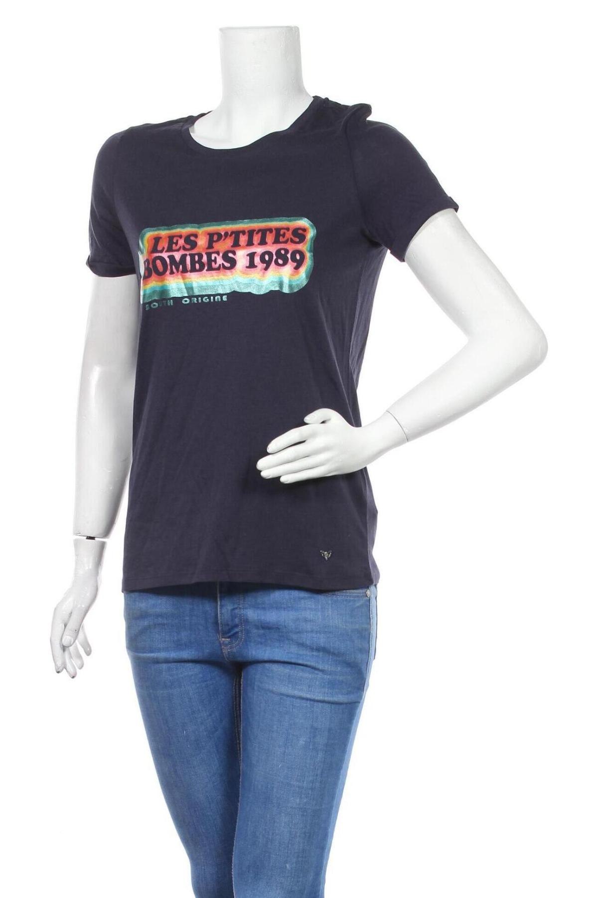 Γυναικείο t-shirt LPB Les P'tites Bombes, Μέγεθος S, Χρώμα Μπλέ, 60% βαμβάκι, 40% βισκόζη, Τιμή 20,36 €