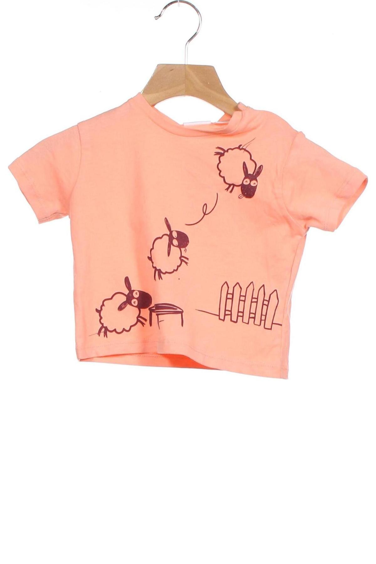 Детска тениска Zara, Размер 3-6m/ 62-68 см, Цвят Оранжев, Памук, Цена 5,22 лв.
