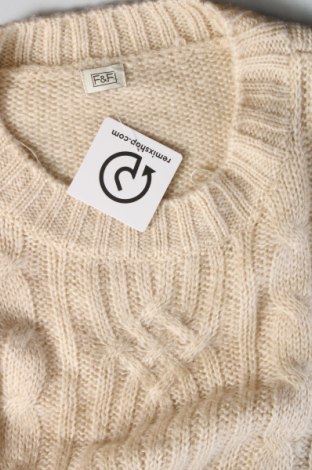 Дамски пуловер F&F, Размер XL, Цвят Бежов, Цена 17,98 лв.