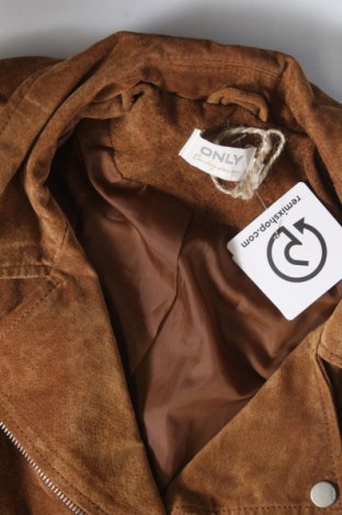 Γυναικείο δερμάτινο μπουφάν ONLY, Μέγεθος M, Χρώμα Καφέ, Τιμή 41,29 €