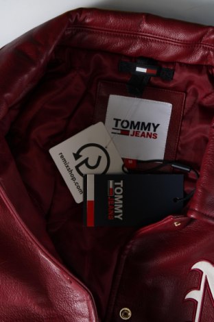 Női bőrdzseki Tommy Jeans, Méret M, Szín Piros, Ár 62 579 Ft