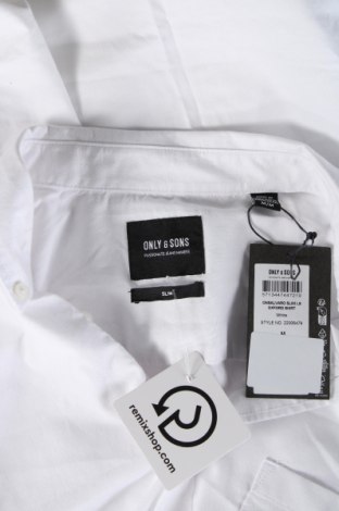 Herrenhemd Only & Sons, Größe M, Farbe Weiß, Preis € 14,23
