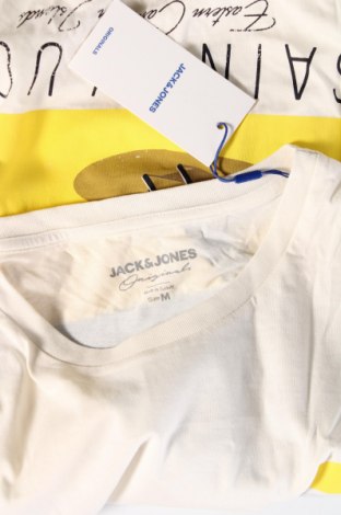 Męski T-shirt Originals By Jack & Jones, Rozmiar M, Kolor ecru, Cena 45,45 zł