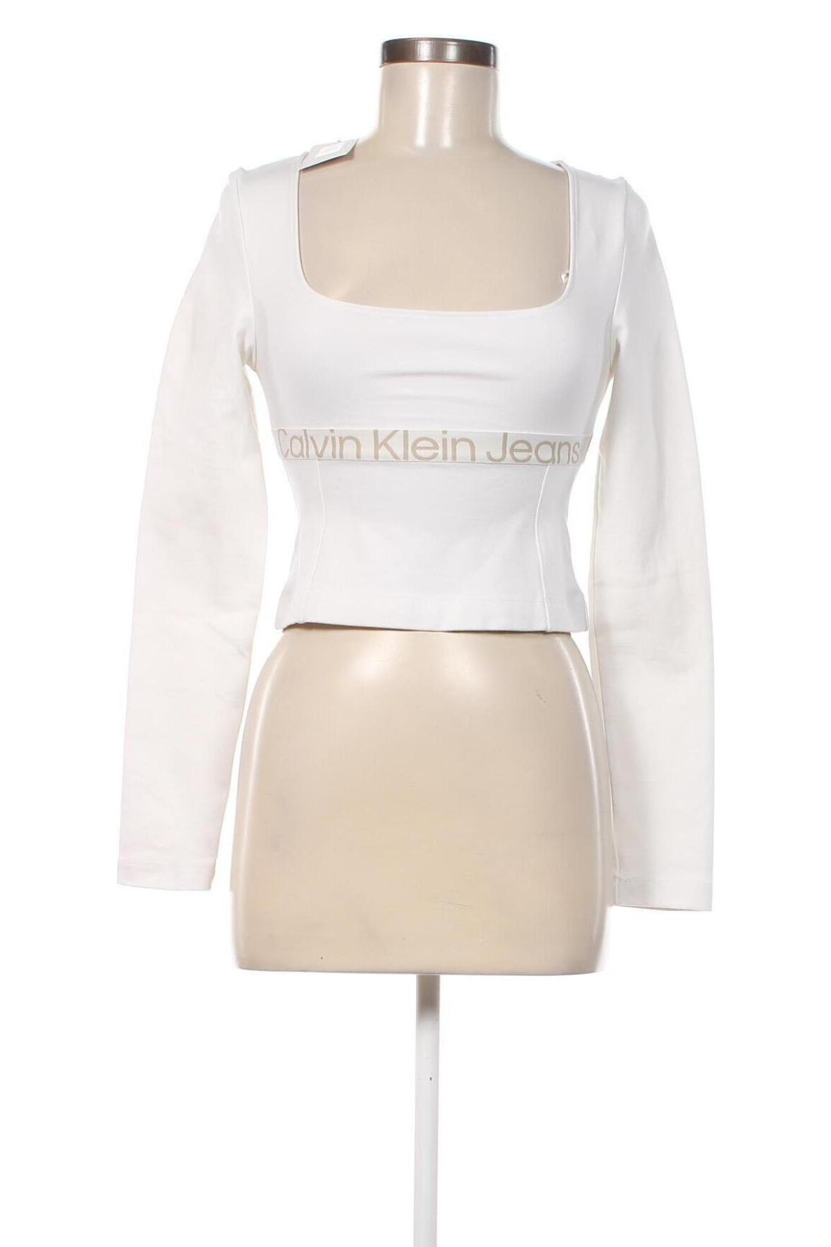 Дамска блуза Calvin Klein Jeans, Размер XS, Цвят Бял, Цена 68,20 лв.