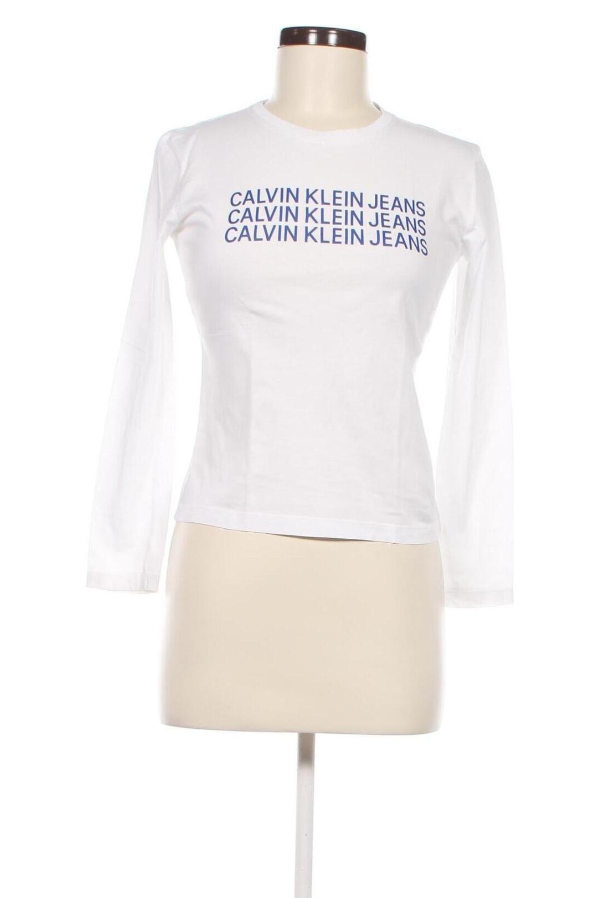 Γυναικεία μπλούζα Calvin Klein Jeans, Μέγεθος M, Χρώμα Λευκό, Τιμή 19,13 €
