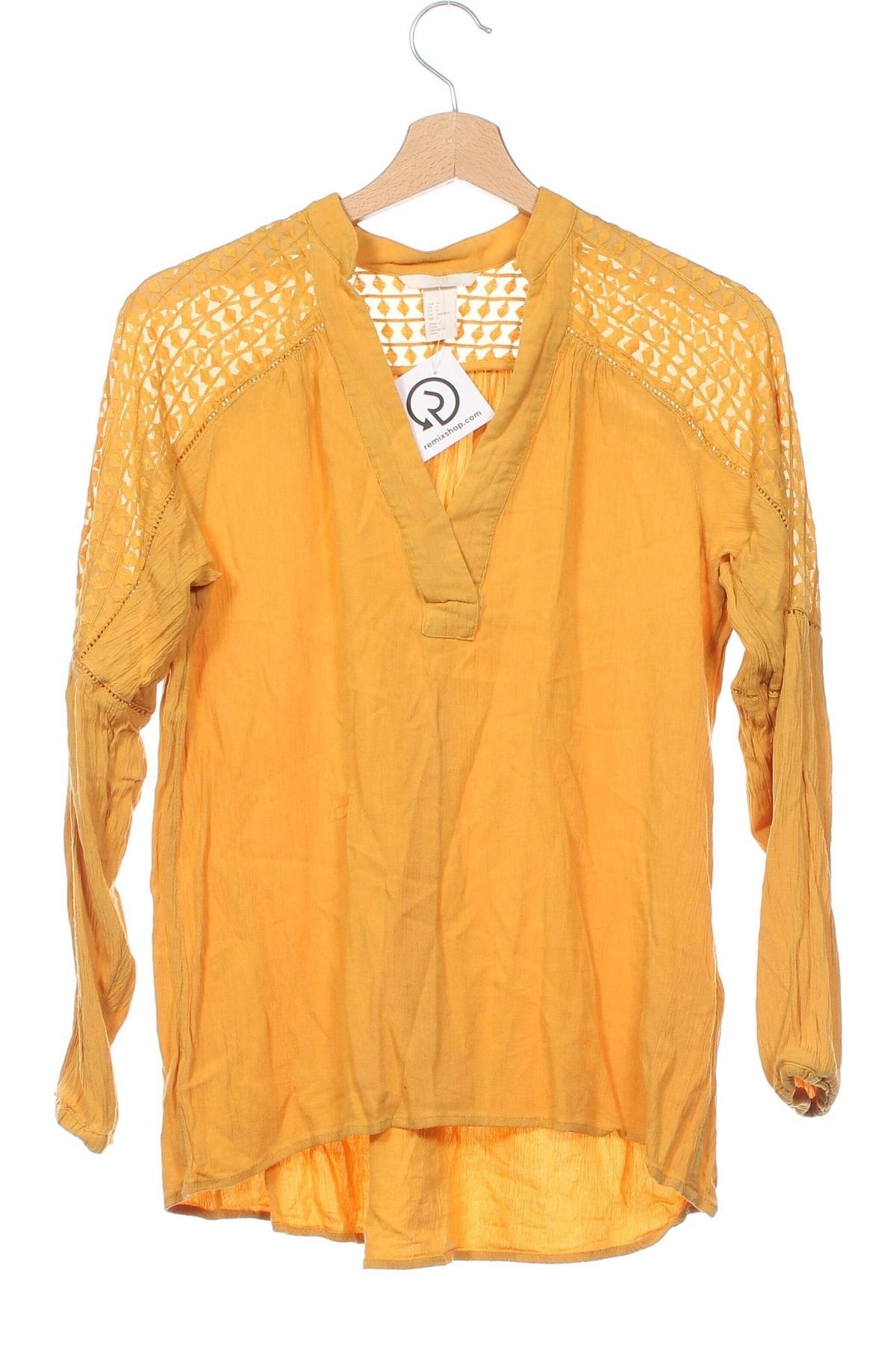 Γυναικεία μπλούζα H&M, Μέγεθος XS, Χρώμα Κίτρινο, Τιμή 5,48 €