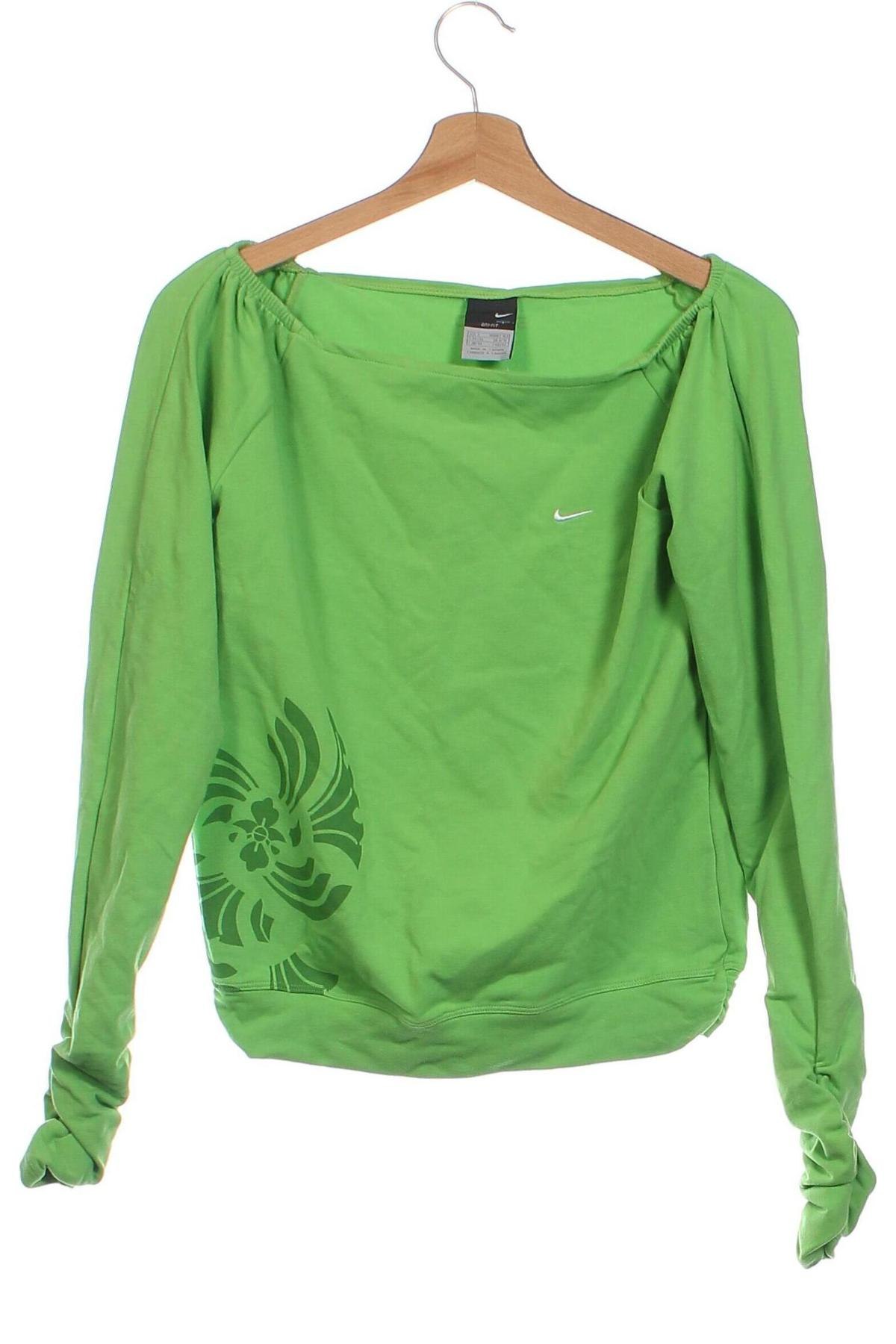 Дамска блуза Nike, Размер XS, Цвят Зелен, Цена 31,77 лв.