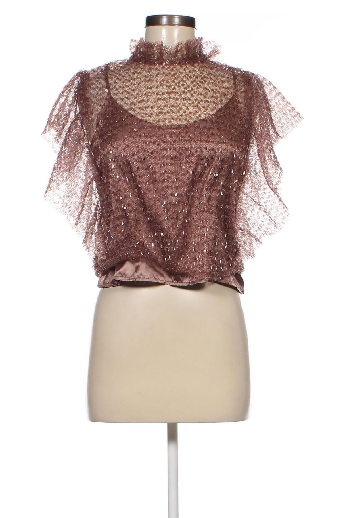 Дамска блуза Zara, Размер M, Цвят Кафяв, Цена 29,81 лв.