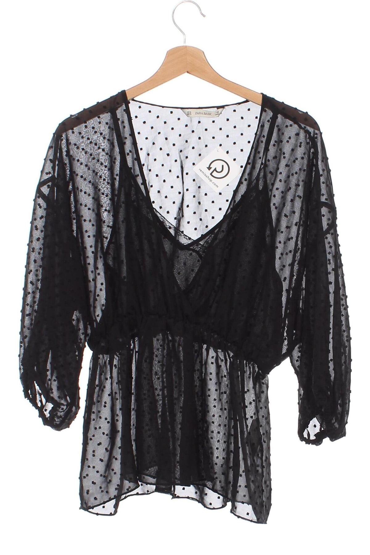 Дамска блуза Zara, Размер XS, Цвят Черен, Цена 16,20 лв.