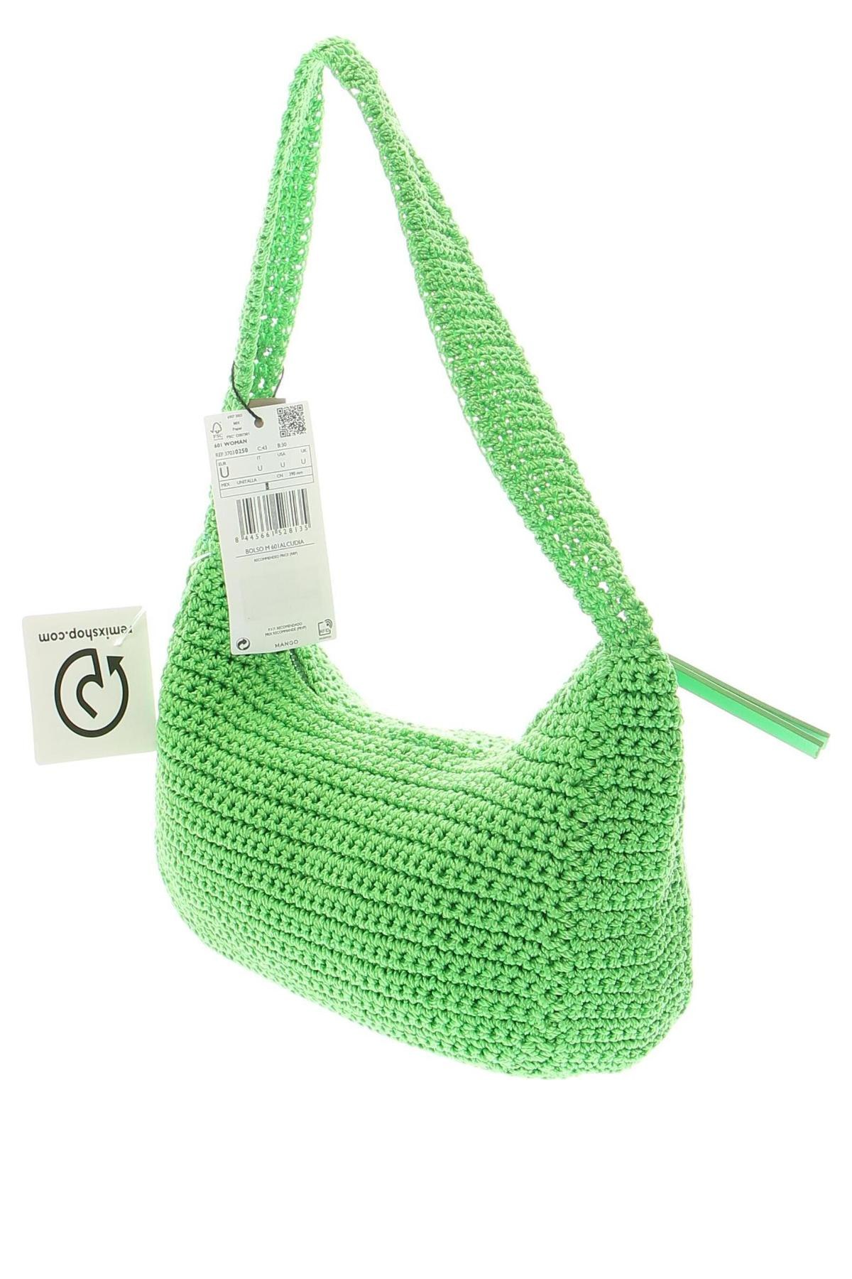 Дамска чанта Mango, Цвят Зелен, Цена 74,69 лв.