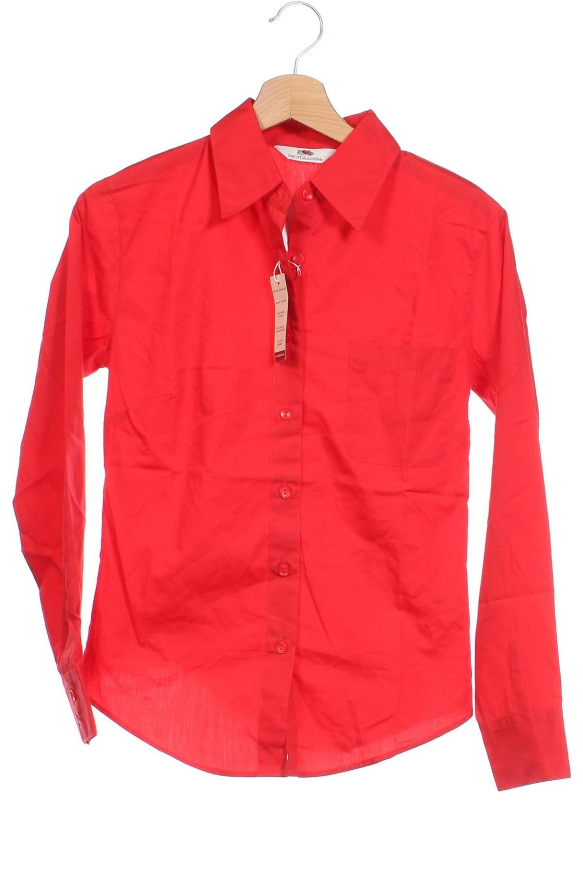 Γυναικείο πουκάμισο Fruit Of The Loom, Μέγεθος XS, Χρώμα Κόκκινο, Τιμή 7,73 €