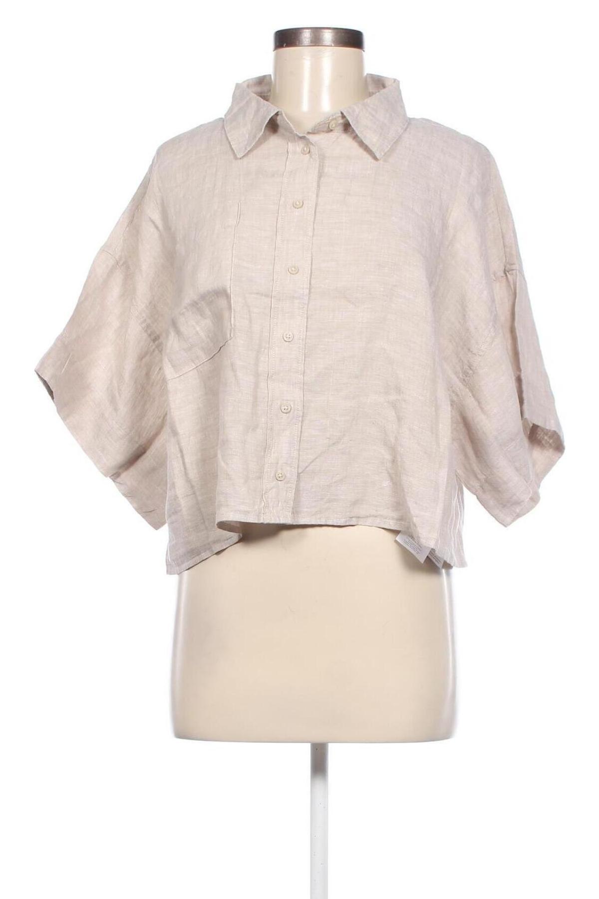 Дамска риза Gina Tricot, Размер L, Цвят Бежов, Цена 46,00 лв.